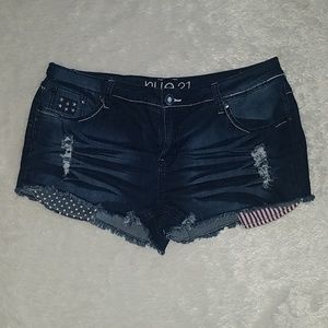 Denim short shorts